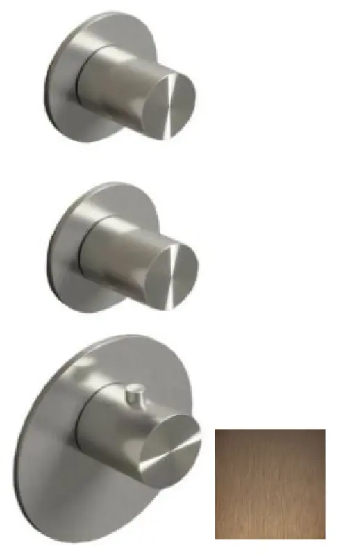 SB 316 AESTHETICS Ronde ingebouwde thermostaatkraan met 2 uitgangen / 2 x stopkraan PVD koper geborsteld 1208954941