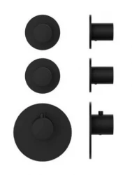 SB AESTHETICS Ronde Inbouw thermostatska pipa z 2 izhodi / 2 x zaporni ventil mat črna 1208954947