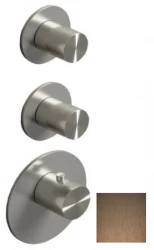 SB 316 AESTHETICS Ronde ingebouwde thermostaatkraan met 3 uitgangen met omsteller en afsluitkraan PVD geborsteld koper 1208954950