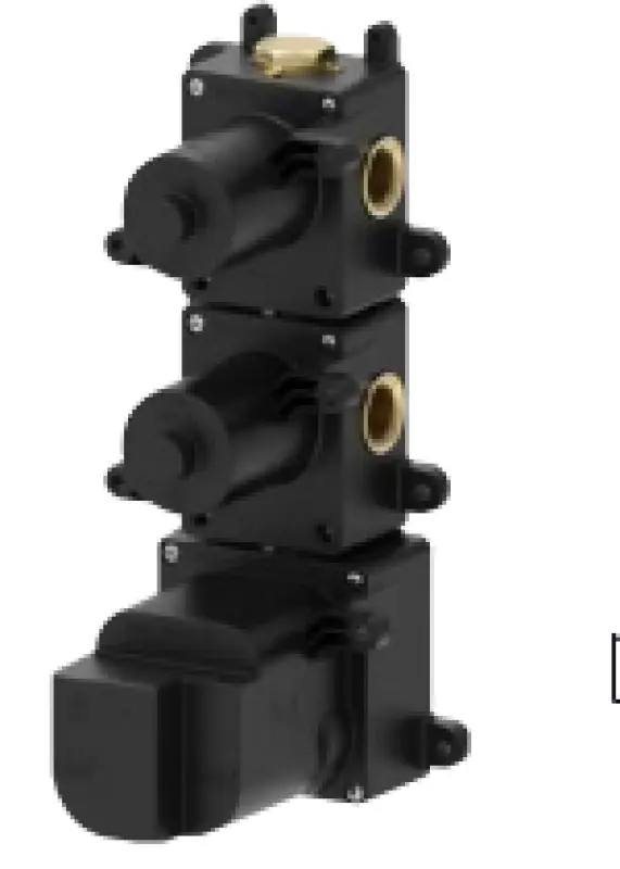 SB 316 AESTHETICS Ronde ingebouwde thermostaatkraan met 3 uitgangen met omsteller en afsluitkraan PVD geborsteld koper 1208954950