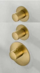 SB 316 AESTHETICS Ronde Inbouw thermostaatkraan met 3 uitgangen met omsteller en stopkraan PVD goud geborsteld 1208954951