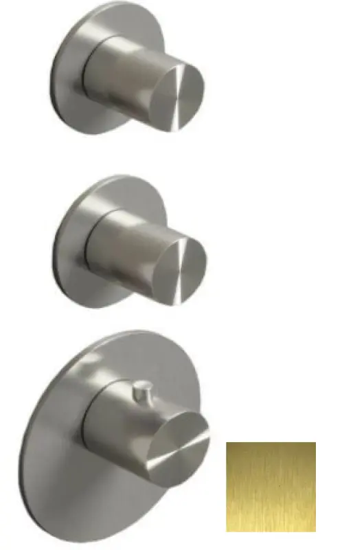 SB 316 AESTHETICS Ronde Inbouw thermostaatkraan met 3 uitgangen met omsteller en stopkraan PVD goud geborsteld 1208954951