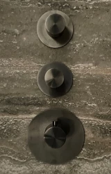 SB 316 AESTHETICS Ronde Inbouwthermostaatkraan met 3 uitgangen met omsteller en stopkraan PVD geborsteld kanonmetaal 1208954952