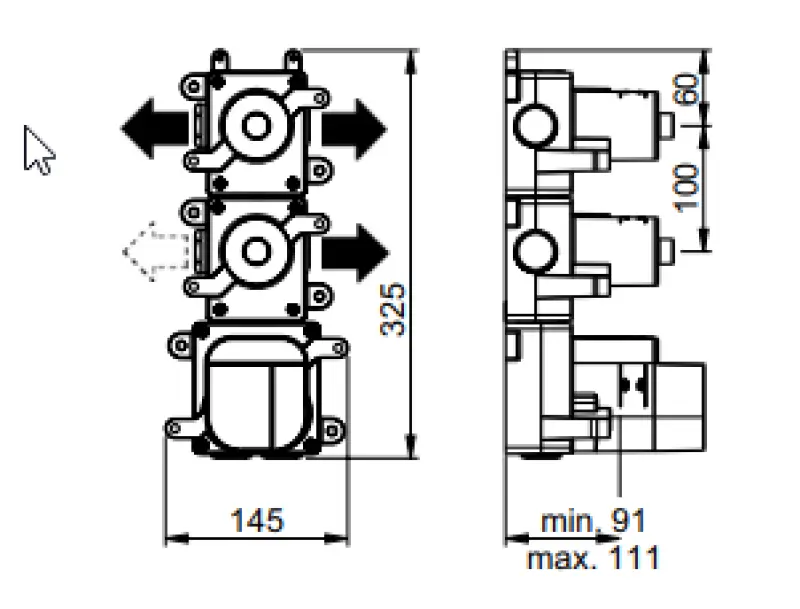 SB 316 AESTHETICS Ronde Inbouwthermostaatkraan met 3 uitgangen met omsteller en stopkraan PVD geborsteld kanonmetaal 1208954952