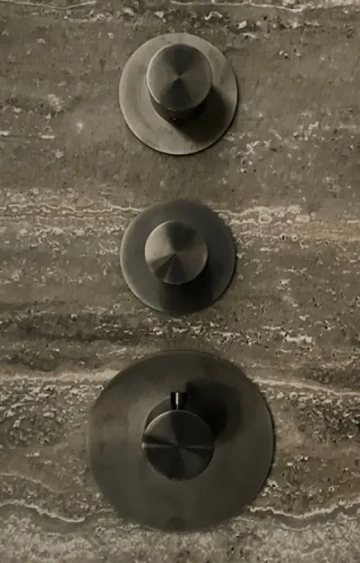 SB 316 AESTHETICS Ronde Inbouw thermostaatkraan met 4 uitgangen/ 2x stop-omstelkraan PVD geborsteld kanonmetaal 1208954959