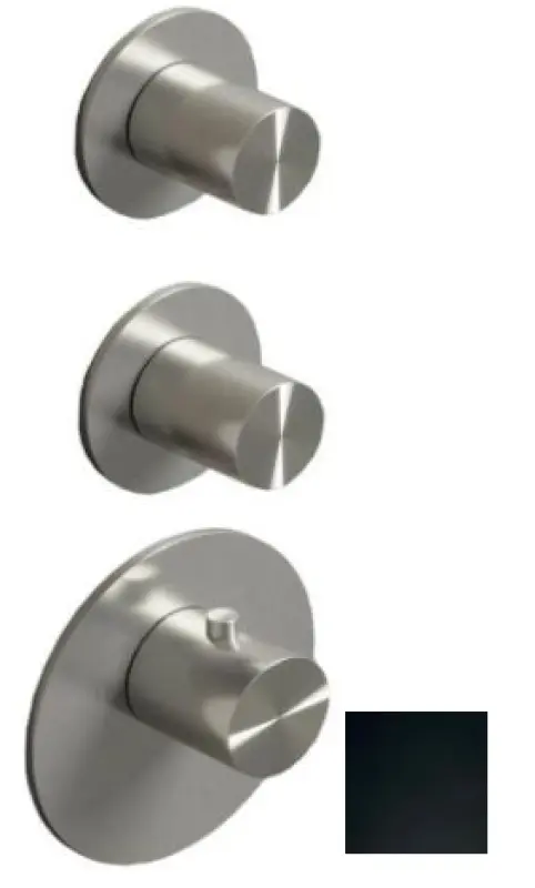 SB AESTHETICS Ronde inbouw thermostaatkraan met 4 uitgangen/ 2x afsluit-omschakelklep mat črna 1208954961