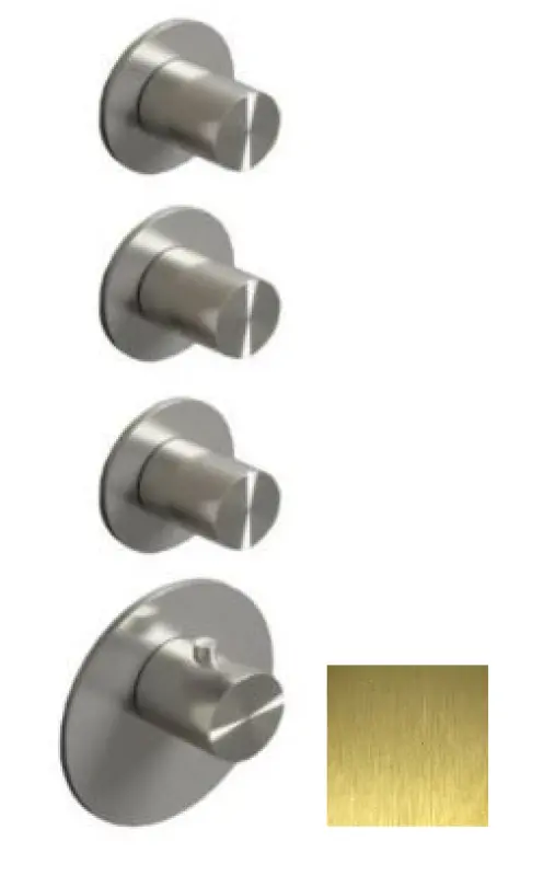 SB 316 AESTHETICS Ronde Inbouw thermostaatkraan met 3 uitgangen/ 3x stopkraan PVD zlato brušeno 1208954966