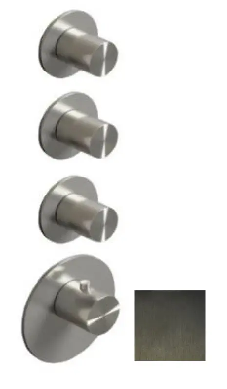SB 316 AESTHETICS Rond Inbouw thermostaatkraan met 3 uitgangen/ 3x stopkraan PVD gunmetal geborsteld 1208954967