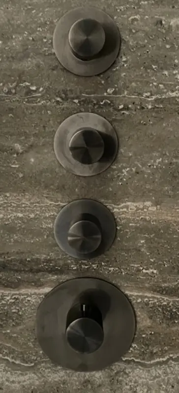 SB 316 AESTHETICS Rond Inbouw thermostaatkraan met 3 uitgangen/ 3x stopkraan PVD gunmetal geborsteld 1208954967