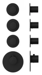 SB AESTHETICS Ronde Inbouw Thermostaatkraan met 3 uitgangen / 3x Stopkraan Mat Zwart 11208954969