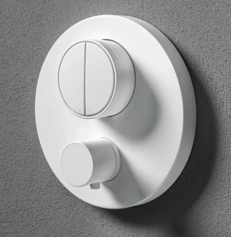 SB Push Round Vgrajen termostatski ventil s preklopnim gumbom in regulatorjem prostornine mat bela 1208955067