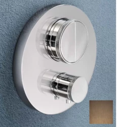 SB Push Round Vgrajen termostatski ventil z gumbom za preklop in regulatorjem prostornine PVD brušen baker 1208955070