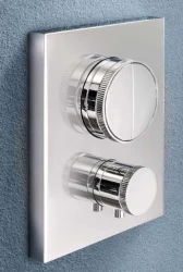 SB Push Square Vgrajeni termostatski ventil z gumbom za preklop in regulatorjem prostornine krom 1208955122