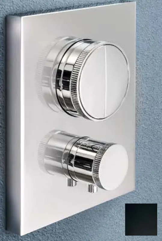 SB Push Square Vgradni termostatski ventil z gumbom za preklop in nastavitvijo prostornine, mat črna 1208955126