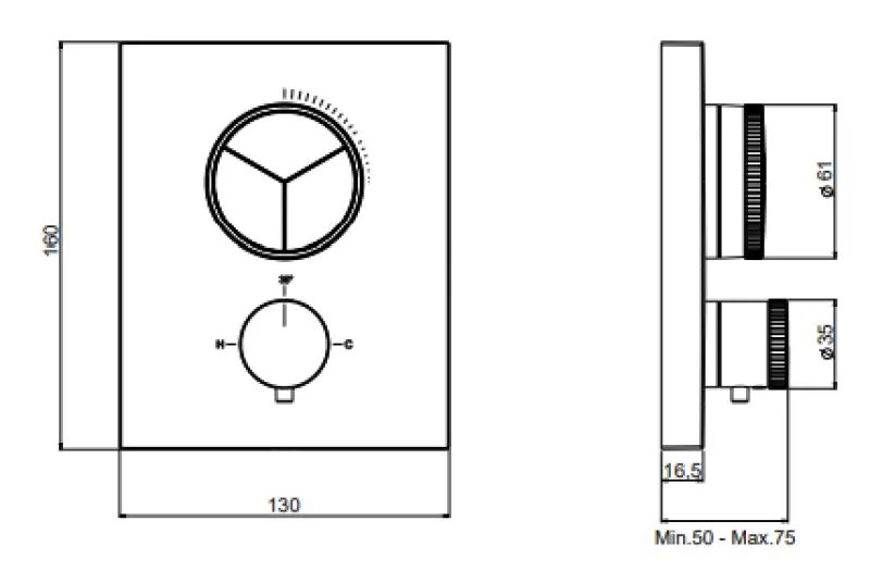 SB Push Square Inbouw thermostaatkraan met drukknop 3 weg omsteller en volumeregelaar chroom 1208955132.

SB Push Square vgrajena termostatska pipa s pritiskom na gumb, 3-smernim preklopnikom
