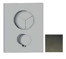 SB Push Square vgradni termostatski ventil z gumbom, 3-smerni preklopnik in nastavljiv pretok PVD gun metal 1208955138