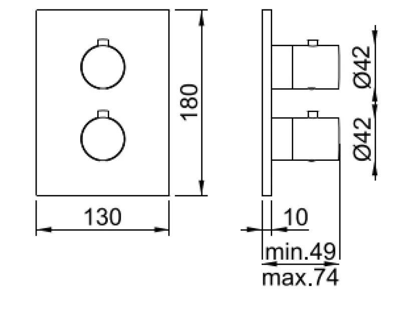SB Universale Ronde op Vierkante Inbouw Thermostaatkraan met 2 Uitgangen PVD Koper 1208955159