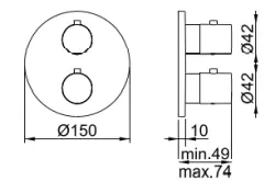 SB Universale Ronde Inbouw Thermostatische Kraan met 2 Uitgangen RVS 1208955163