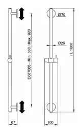 SB Rubinetterie Universale L 1000 Flexi Round drsna palica krom 1208955231