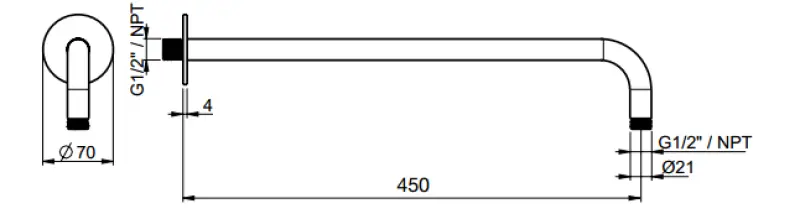 SB Round 316 stenska tuš roka okrogla 45 cm PVD gun metal 1208955314