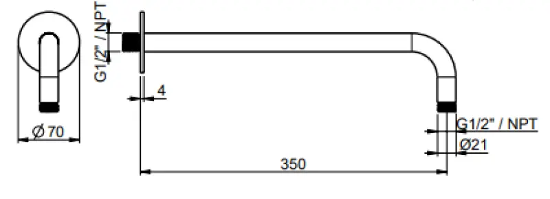 SB Round 316 stenska tuš roka okrogla 35 cm PVD zlata 1208955316