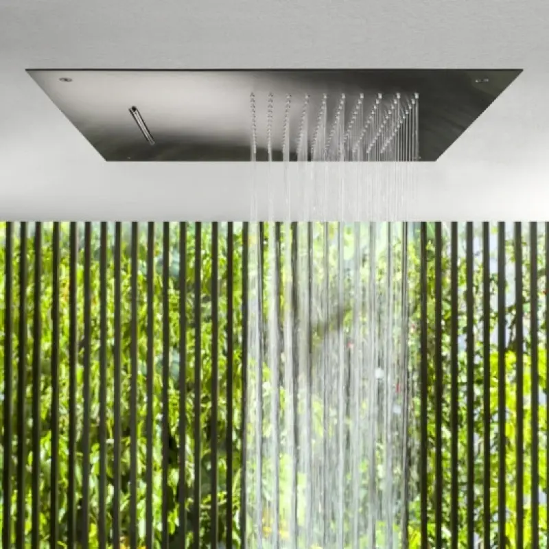 SB Square 316 Deževna prha za vgradnjo z vodnim slapom 50x50cm stropna prha PVD gun metal 1208955320