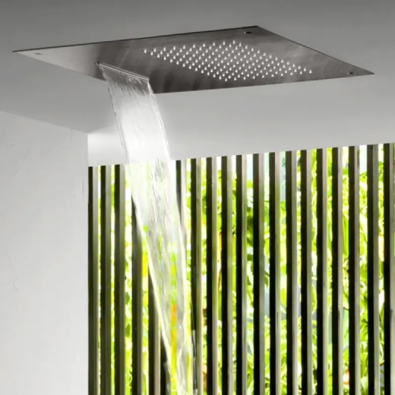 SB Square 316 Deževna prha za vgradnjo z vodnim slapom 50x50cm stropna prha PVD gun metal 1208955320