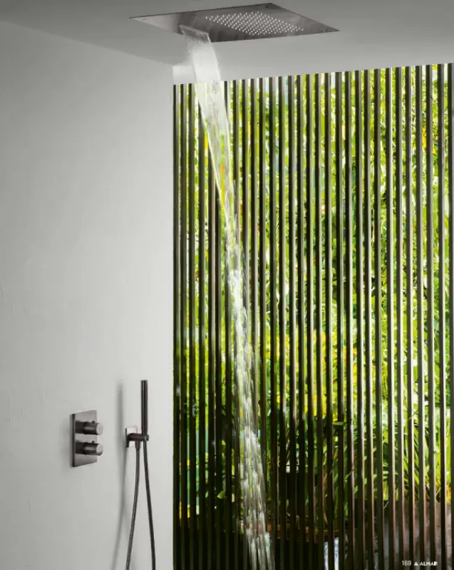 SB Square 316 Vgrajena deževna prha z valovno prho 38x38cm PVD gun metal 1208955326