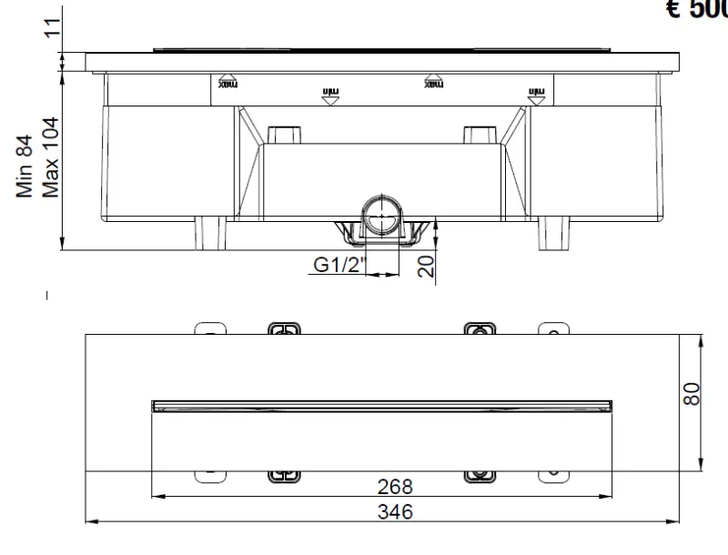 SB 316 Vodopadna izlivna cev za kopalno kad, vgradna, PVD gun metal 1208955341