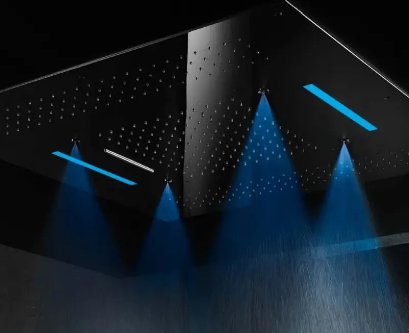 SB Square vgradna deževna prha s 4 vrstami curkov in kromoterapevtsko osvetlitvijo, popolnoma iz nerjavečega jekla 1208955384