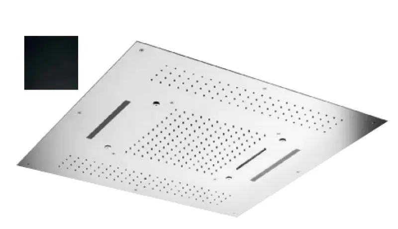 SB Square vgradni dežni tuš s 4 vrstami curkov in kromoterapevtsko osvetlitvijo, mat črna 1208955385