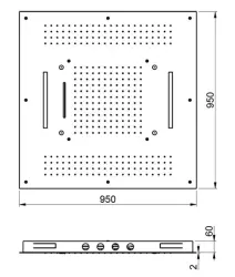 SB Square vgradna deževna prha s 4 vrstami curkov in kromoterapijsko osvetlitvijo mat bela 1208955386