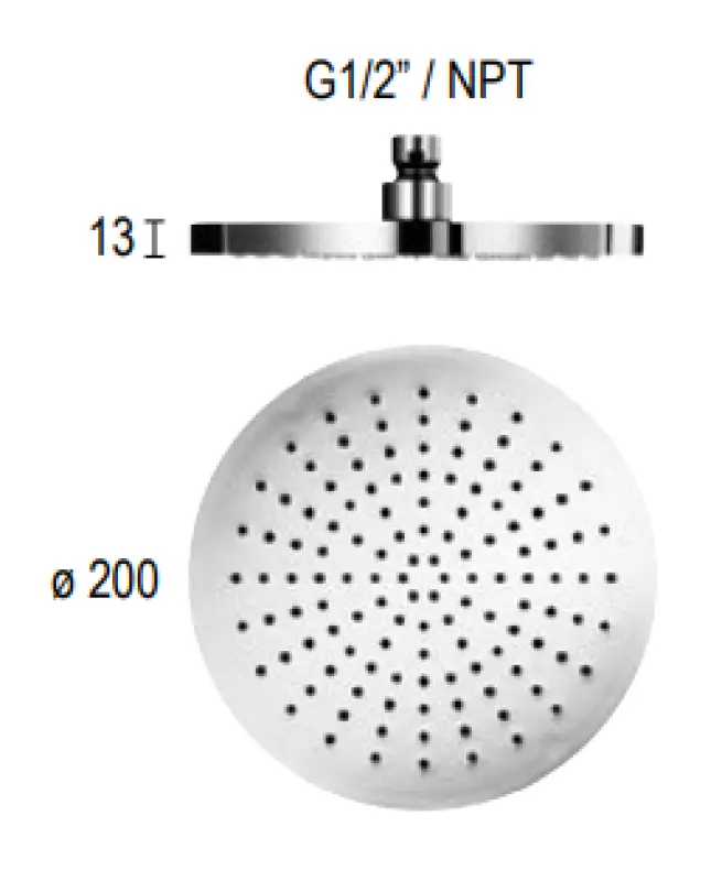 SB Round deževna prha glava tuša plastika 20 cm Mat bela 1208955601