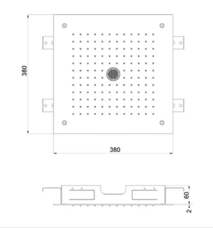 SB vgradna deževna prha stropna z icicle ulico 38x38cm PVD Gun Metal 1208955659