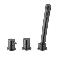 Waterevolution Flow 3-luknjasta kopalniška pipa za montažo na rob kopalne kadi PVD Gun Metal T138SBGME