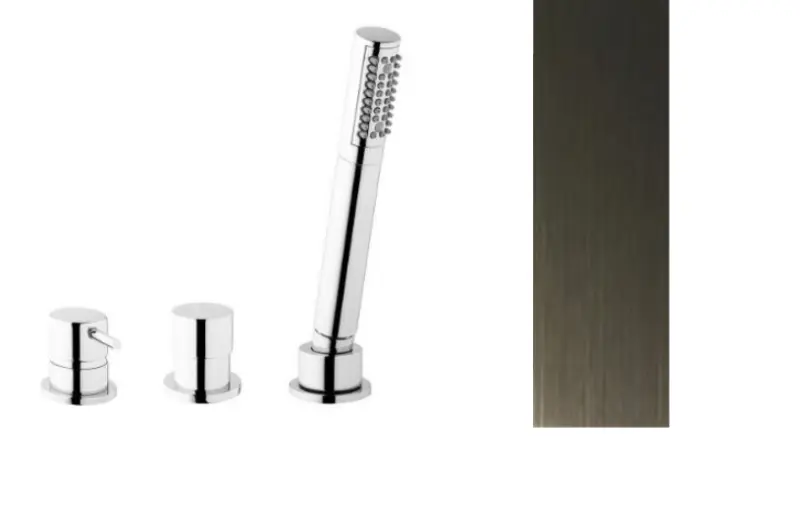 Waterevolution Flow 3-luknjasta kopalniška pipa za montažo na rob kopalne kadi PVD Gun Metal T138SBGME