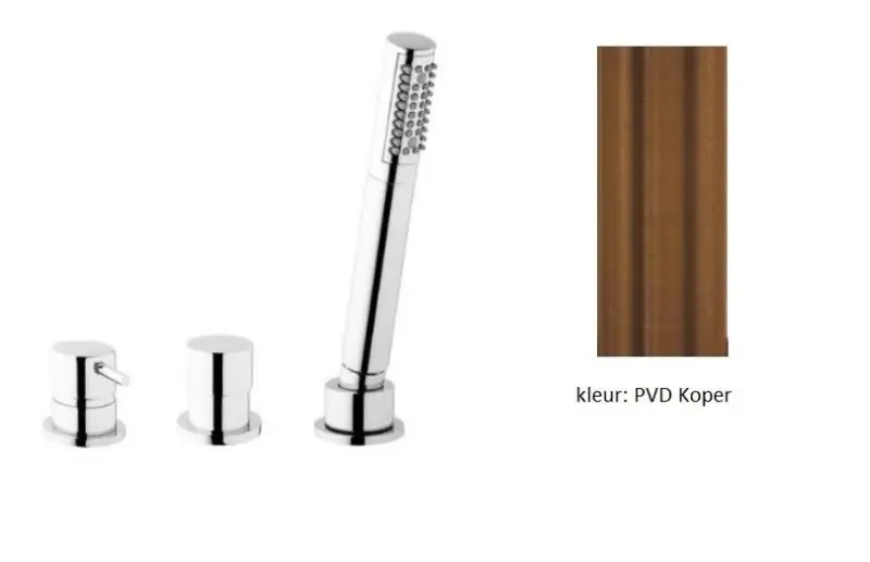 Waterevolution Flow 3-luknjasta kopalniška pipa za montažo na rob kadi PVD brušen baker T138SBCPE