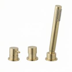 Waterevolution Flow 3-luknjasta kopalniška armatura za rob bazena PVD ščetkano svetlo zlato T138SBWGE