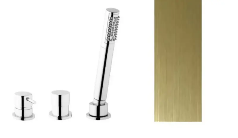 Waterevolution Flow 3-luknjasta kopalniška armatura za rob bazena PVD ščetkano svetlo zlato T138SBWGE