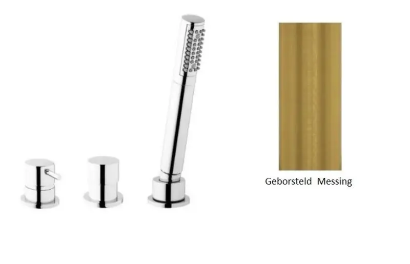 Waterevolution Flow 3-luknjasta kopalniška armatura za montažo na rob kadi, krtačeno medenina, naravno T138SBLE