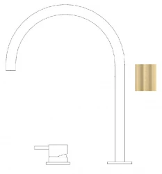 Waterevolution Flow 2-luknjasta umivalniška pipa z visokim U 200mm izlivom Light Gold T1122UWGE