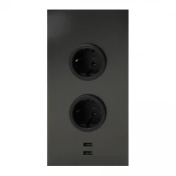 Indux Energiestolp 2ST22 met 2 vtičnicama in 2 USB priključkoma Gun Metal