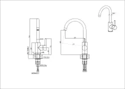Quadri York kuhinjska armatura PVD mat zlata z vrtljivim izlivom 1208955905
