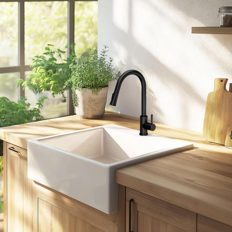 Quadri Leeds kuhinjska pipa s izvlečno prho z 2 funkcijama mat črna 1208955907