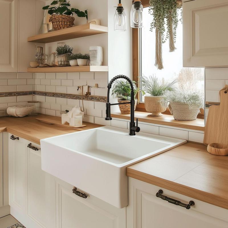 Quadri Derby kuhinjska armatura s fleksibilnim izlivom in prho z 2 vrstama curkov mat črna 1208955917