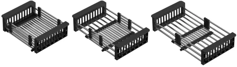 Quadri Univerzalna izvlečna vložna košara ali košara za ostanke iz nerjavečega jekla, črna, širina 22,5 cm, 1208956037