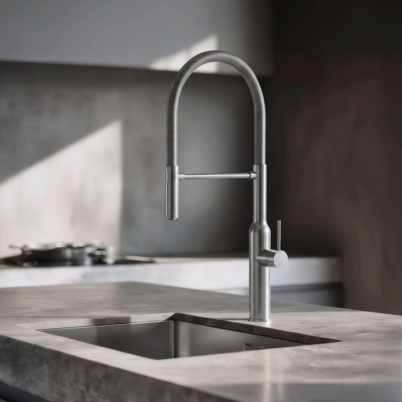 Quadri Stamford visoka kuhinjska armatura s fleksibilnim izlivom nerjaveče jeklo 1208956080