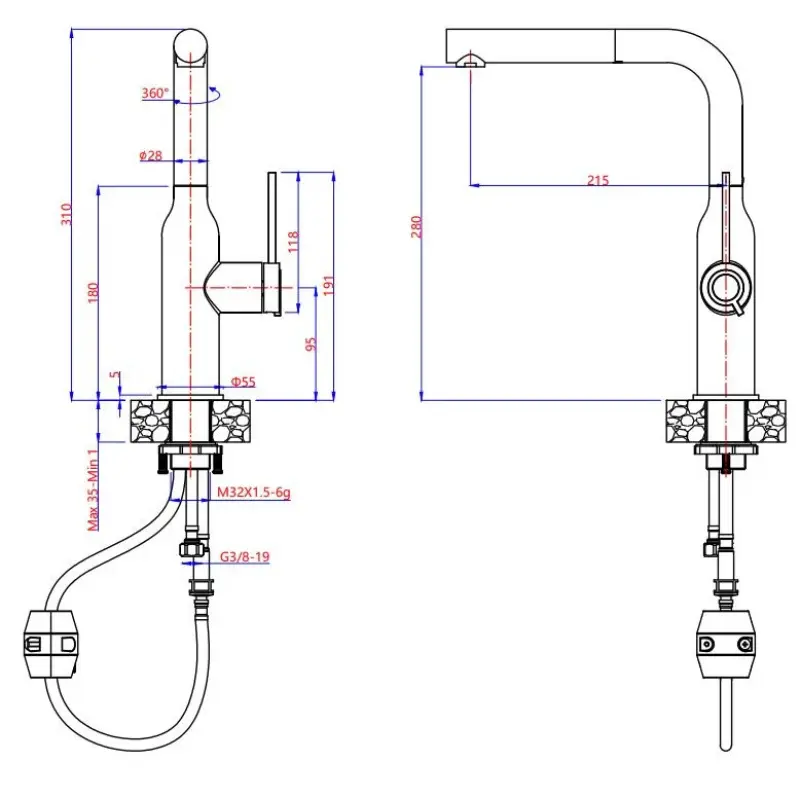 Quadri Stamford kuhinjska pipa zlata z izvlečno prho 1208956084