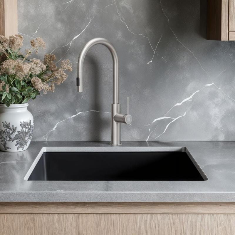 Quadri Retford kuhinjska pipa iz nerjavečega jekla z izvlečno izlivno cevjo in pršilno funkcijo 1208956088