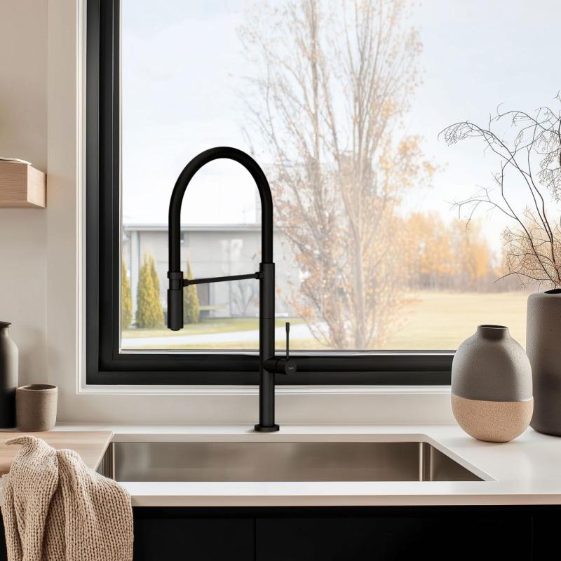 Quadri Brighton kuhinjska pipa mat črna s prilagodljivim izlivom črna 1208956103